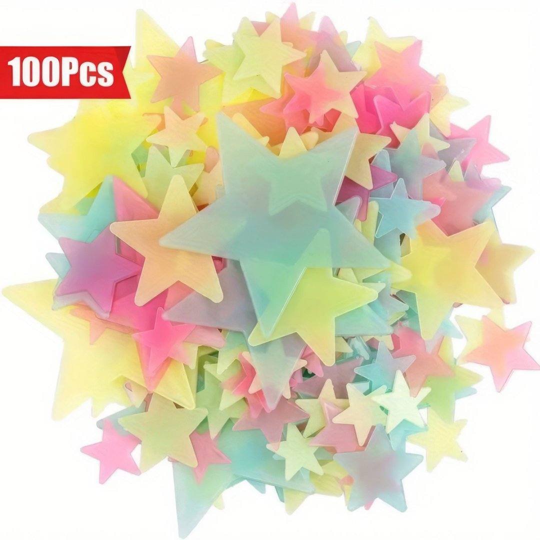 Noctilucent Plastic Murals, Colorful Stars Fluorescent Stickers for Home Decor