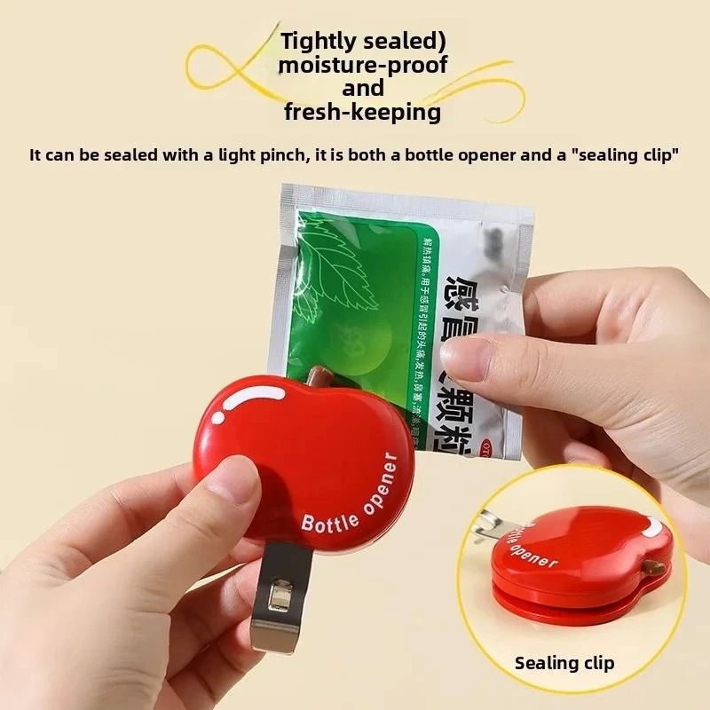 3-in-1 Magnetic Apple-Shaped Bottle Opener & Sealing Clip