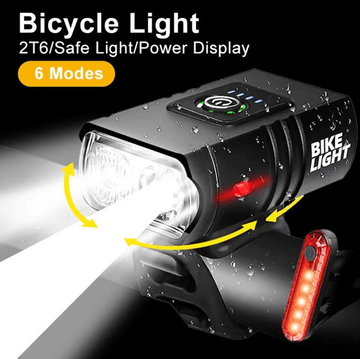 T6 LED USB Rechargeable Bicycle Headlight – High Beam Aluminum MTB Cycling Light Set