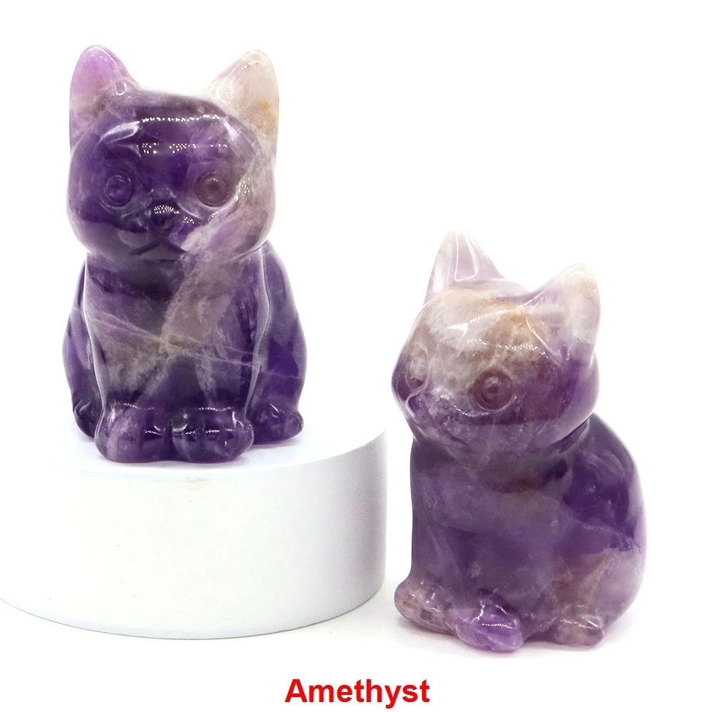 Amethyst Crystal Cat Statue