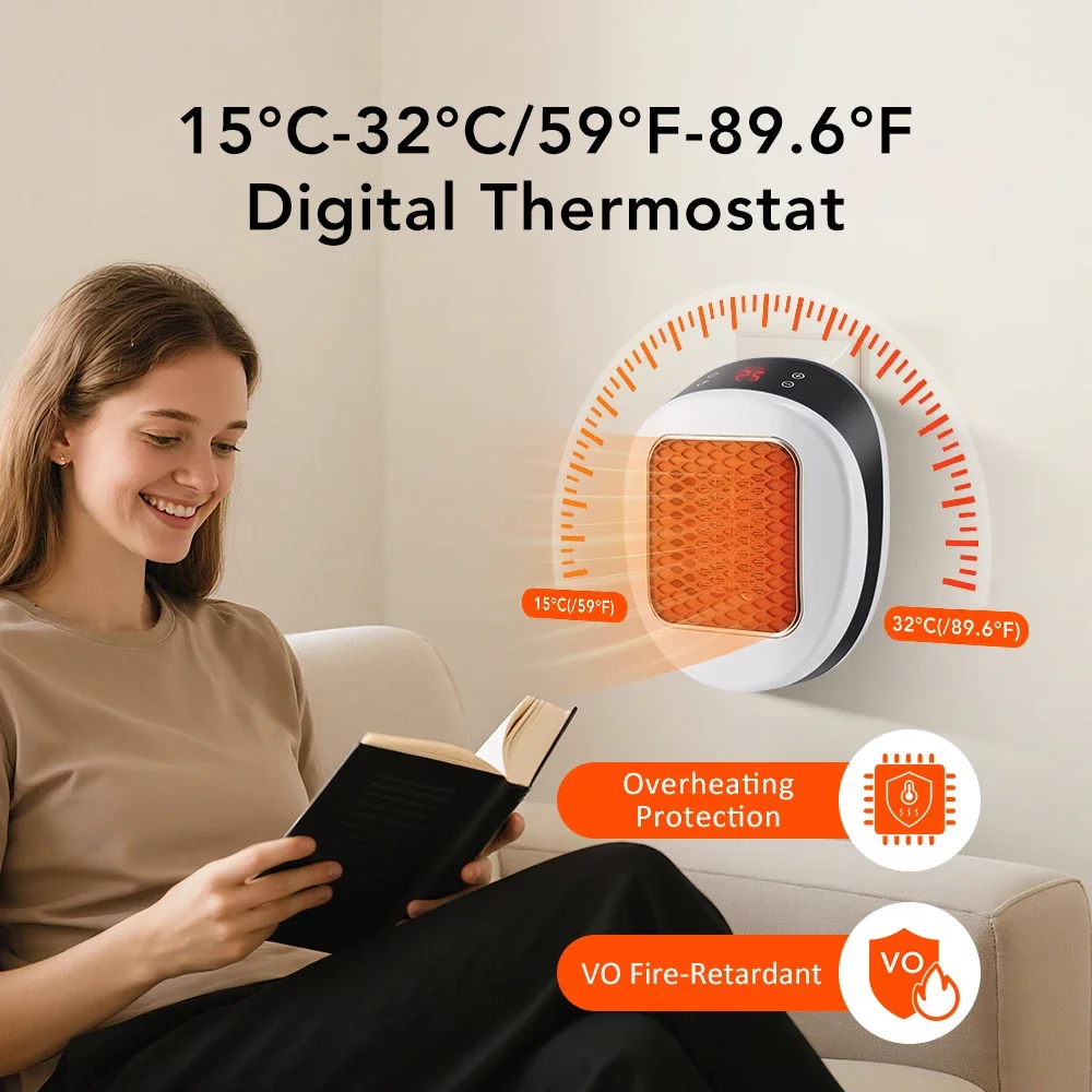 Portable Electric Heater, Remote Control Wall Heater, Home Heating Appliance for Winter Comfort