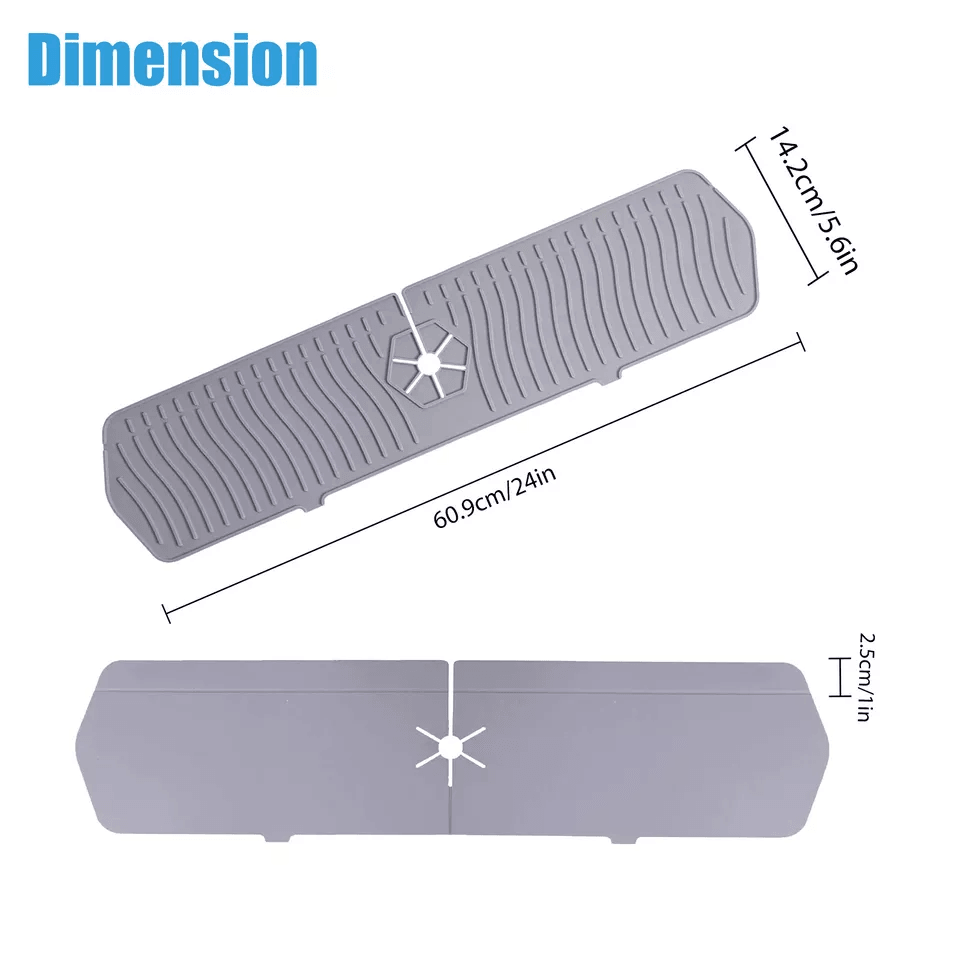 Kitchen Faucet Sink Splash Guard, Silicone Water Catcher Tray & Drip Mat