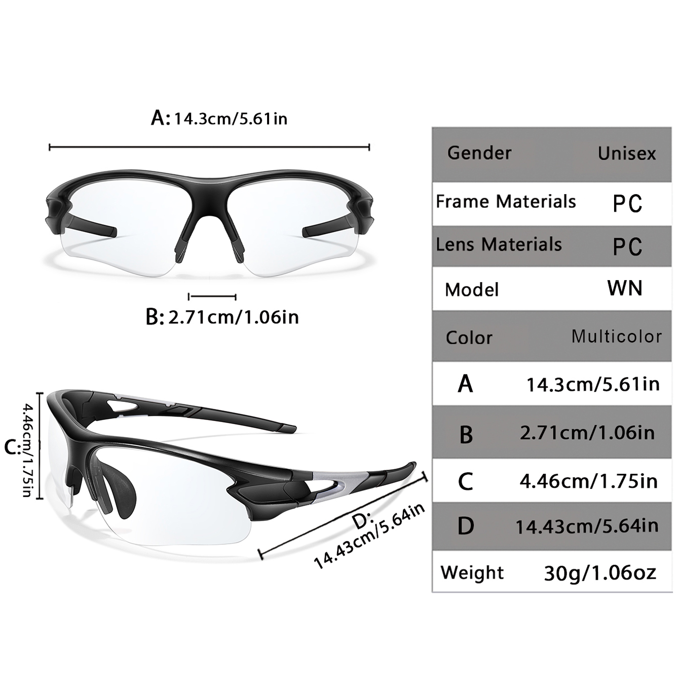 Fashion Photo chromatic Sunglasses for Men and Women, Outdoor Sports Eye wear, Cycling, Running, and Fishing Goggles