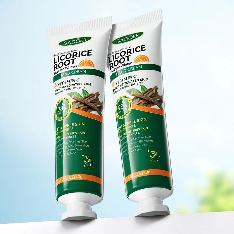 SADOER Vitamin C Hand Cream with Licorice Extract Brightening Moisturizing Hand Cream for Soft Hydrated Hands