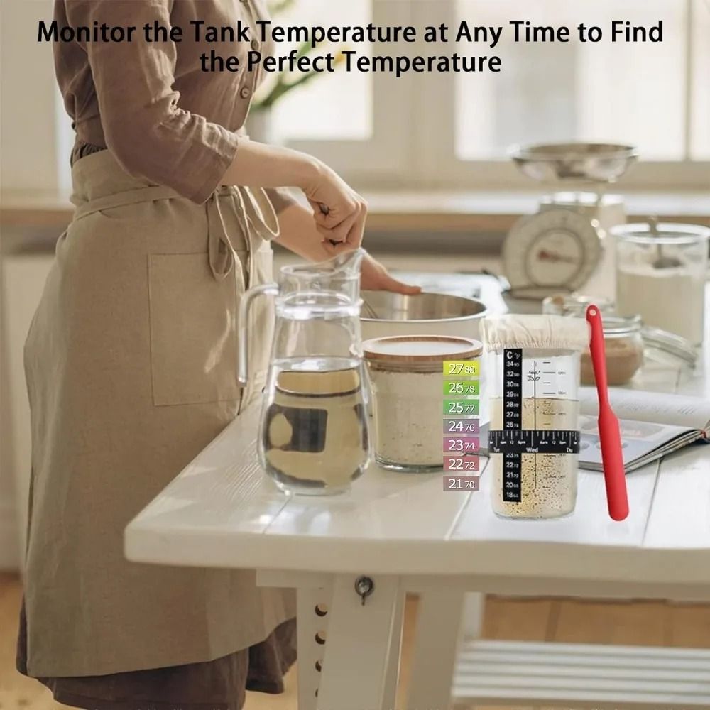Sourdough Starter Container with Feeding Band Thermometer and Silicone Scraper 24 oz