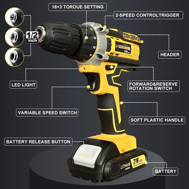 20V Electric Power Drill Suite | Complete Home Repair & Maintenance Kit | Executive Structural DIY Tool Collection