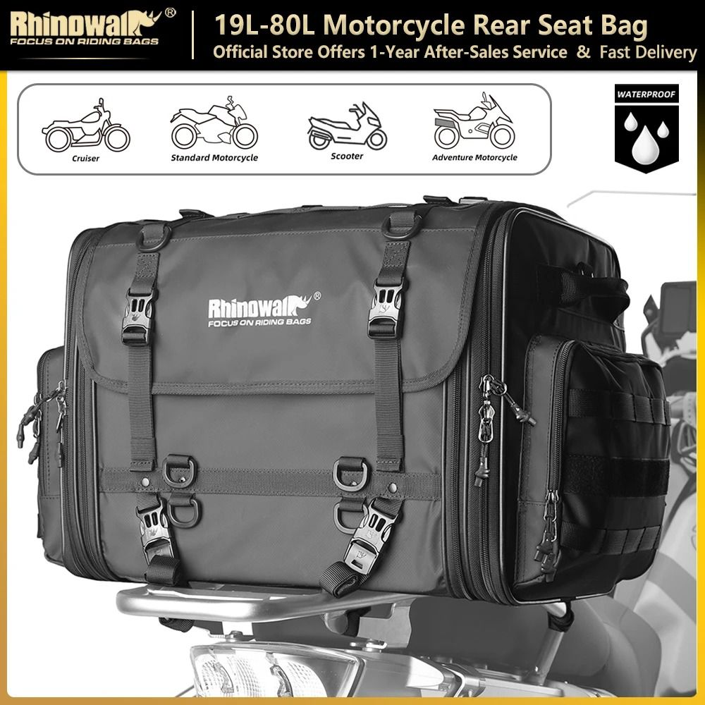 Rhinowalk Motorcycle Rear Seat Expandable Waterproof Travel Luggage Bag