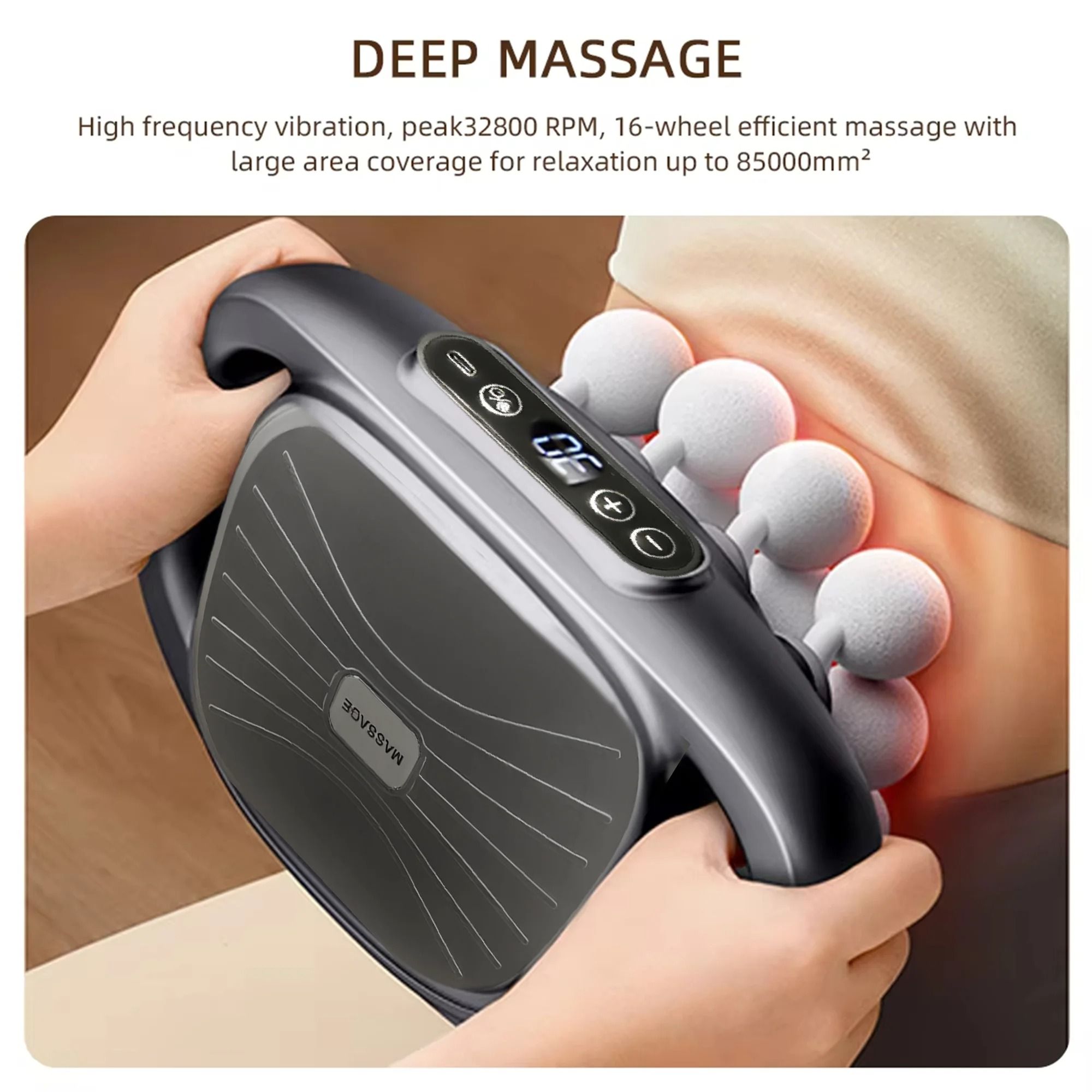 Deep Tissue Percussion Massage Gun – Professional Muscle Recovery Device with 16 Heads – Electric Body Fitness Massager