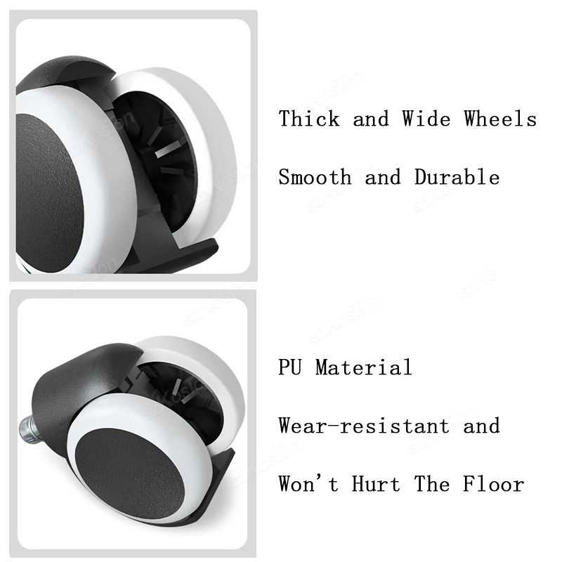 5 Pcs Universal Office Chair Wheels 2 Inch Heavy Duty Swivel Casters with Rubber Brake