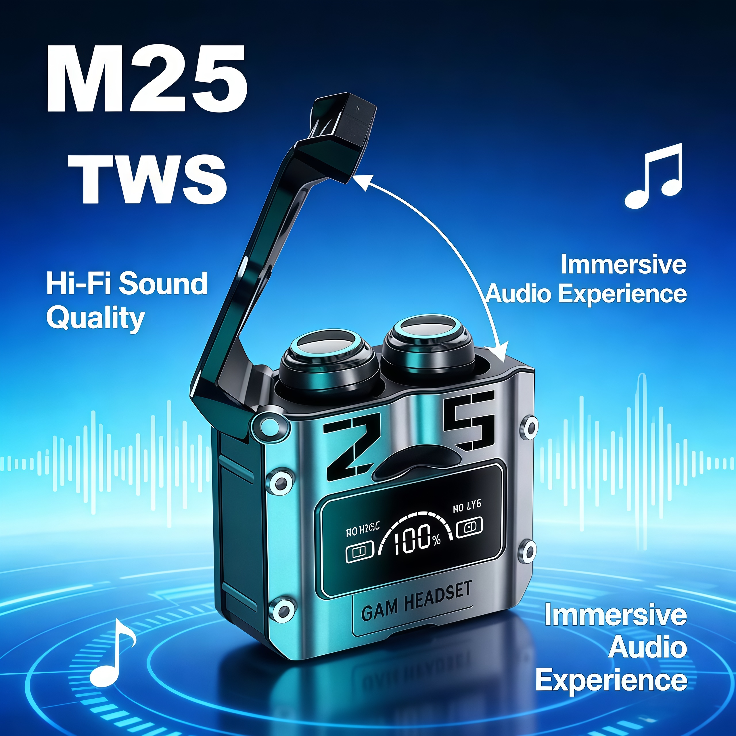 LED Display Wireless Earbuds with Bluetooth Stereo Sound & Sports Fit