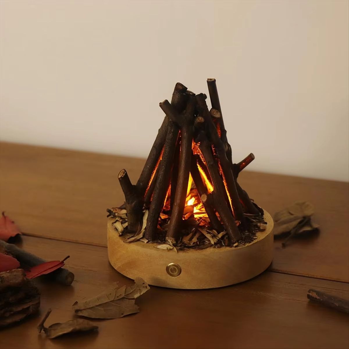 USB Rechargeable Flameless Bonfire Night Light 3 Mode Ambient Fire Lamp