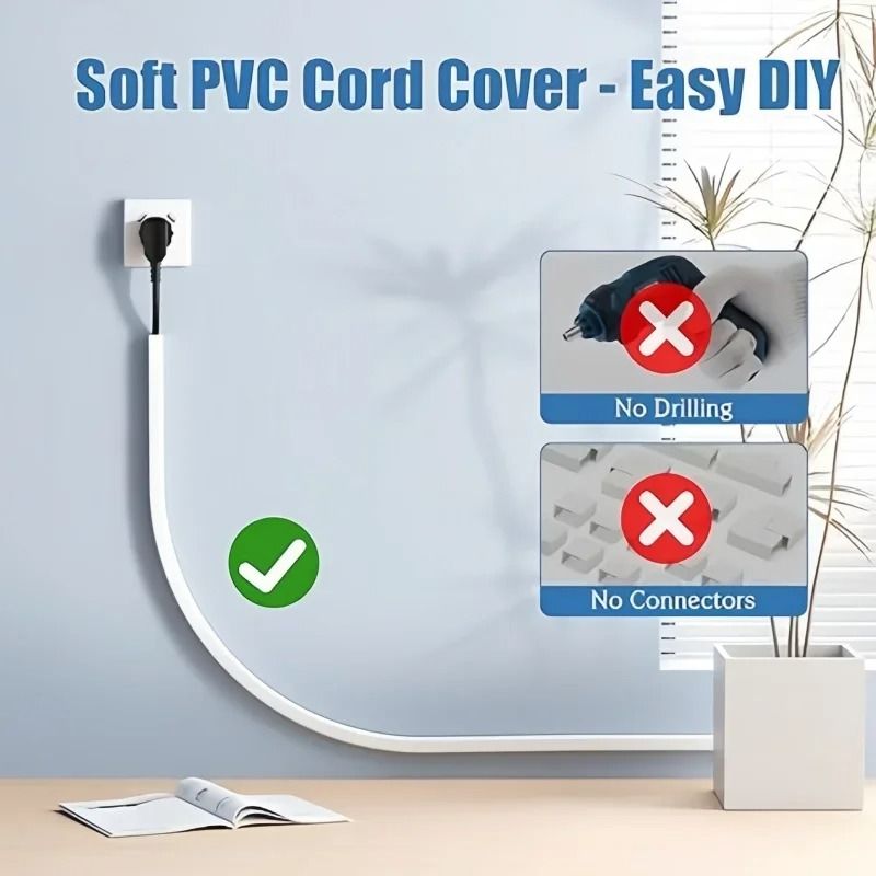 PVC Floor Cord Cover Cable Protector Self Adhesive Electrical Cable Hider