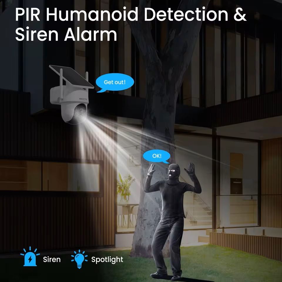 4MP Wifi Solar Security Camera Kit with Siren and Two Way Audio