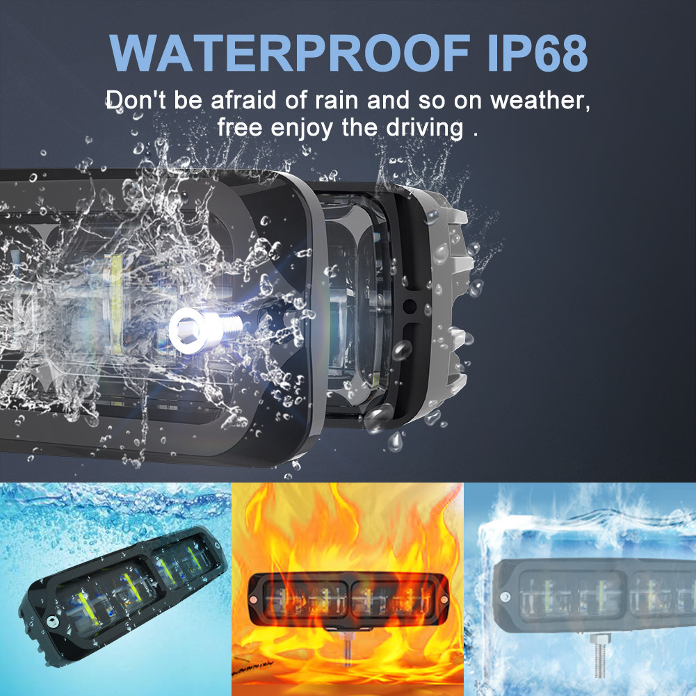 Motorcycle Fog Lights, LED Light Bar, Offroad Driving Running Work Light for ATV SUV Tractor Truck
