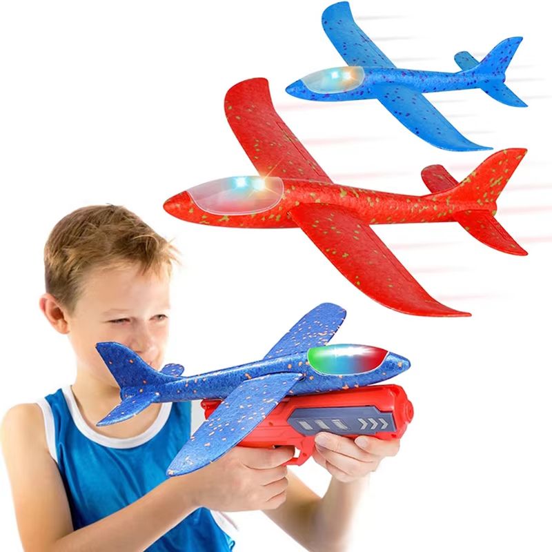 SkyBolt Foam Plane Launcher Set – Outdoor Catapult Gun with Foam Airplane for Kids