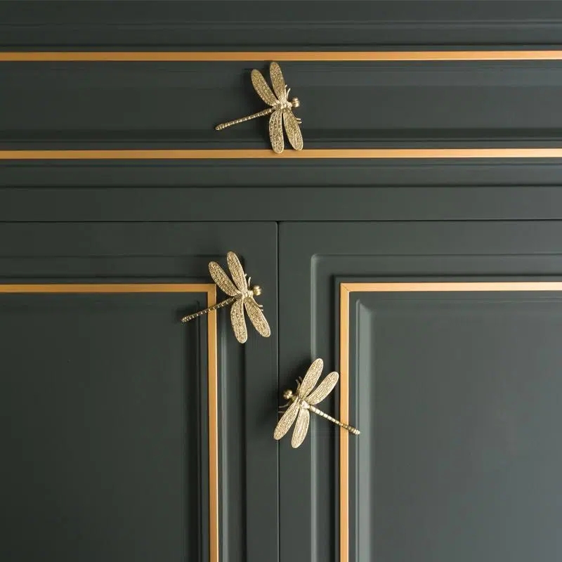 Solid Brass Dragonfly Cabinet Knobs for Drawers & Cupboards
