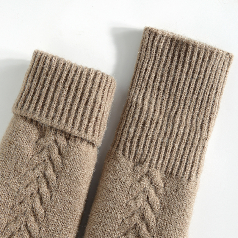 Knitted Winter Gloves, Double Layer Velvet, Thick Warm Finger Gloves, Cozy Thermal Cover