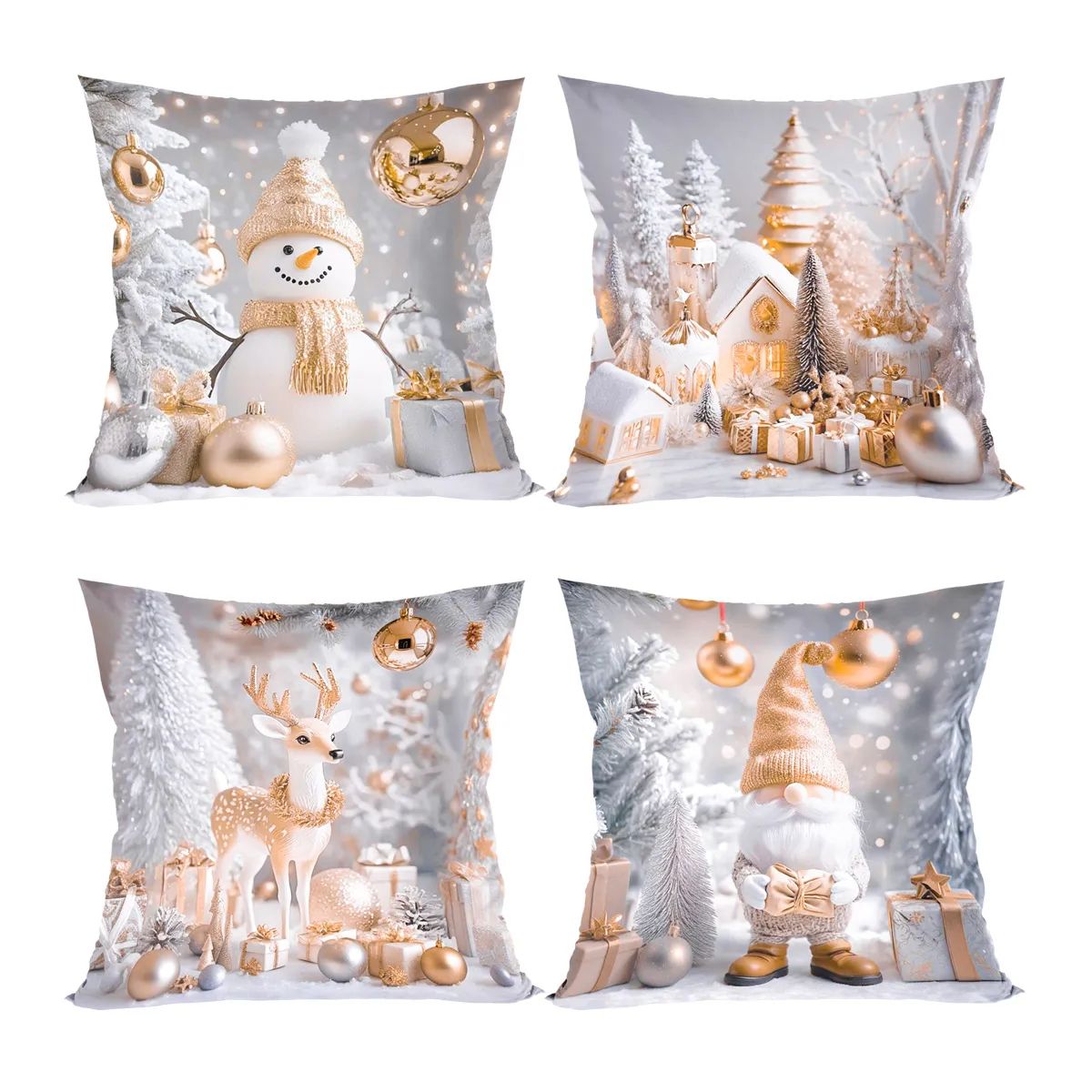 Merry Christmas Decorative Pillow Cover Set 4pcs
