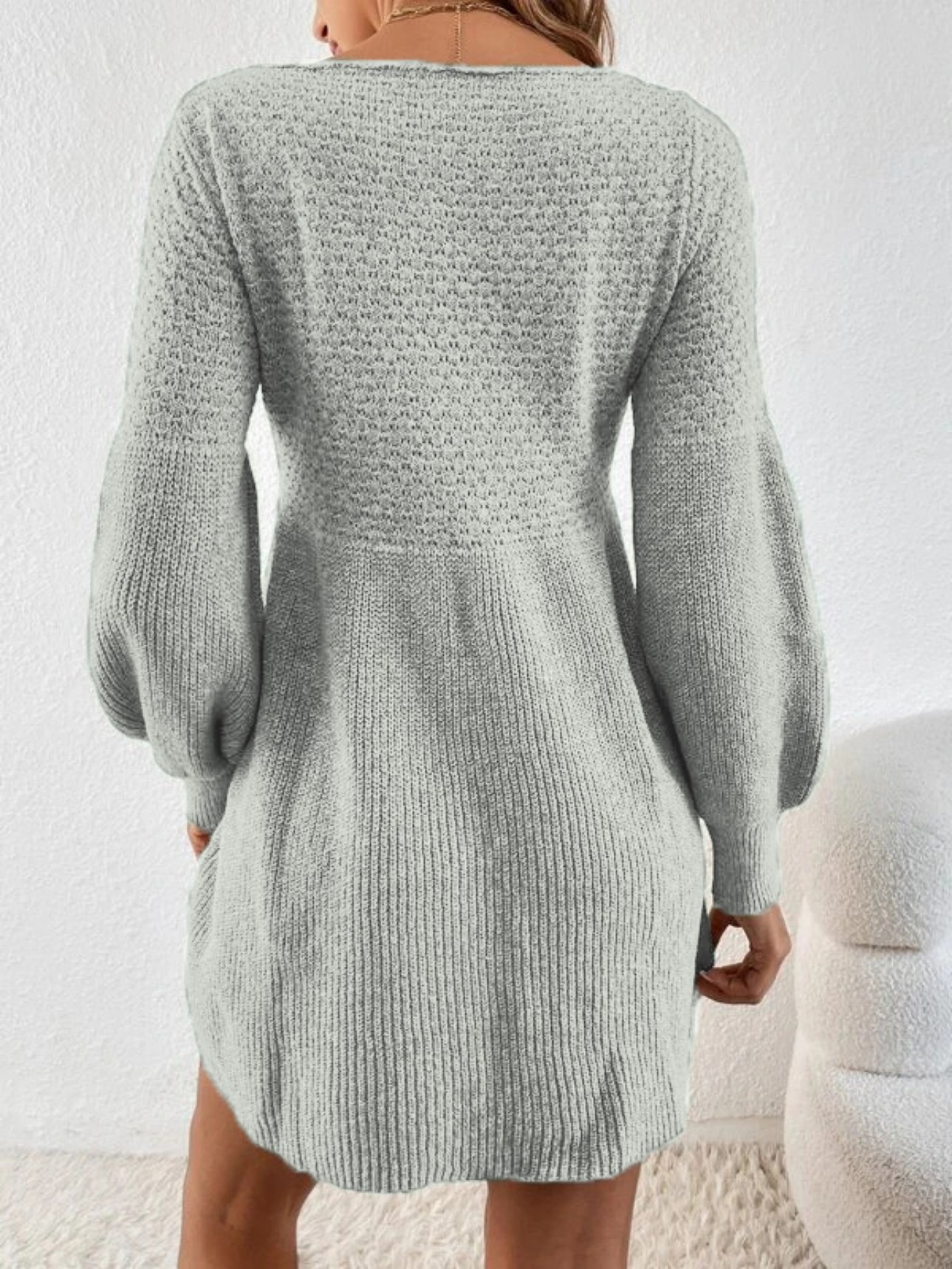 Autumn and Winter Knitted Dress for Women, Waist Slimming Fragrance Style A Line Long Sleeve Sweater Dress