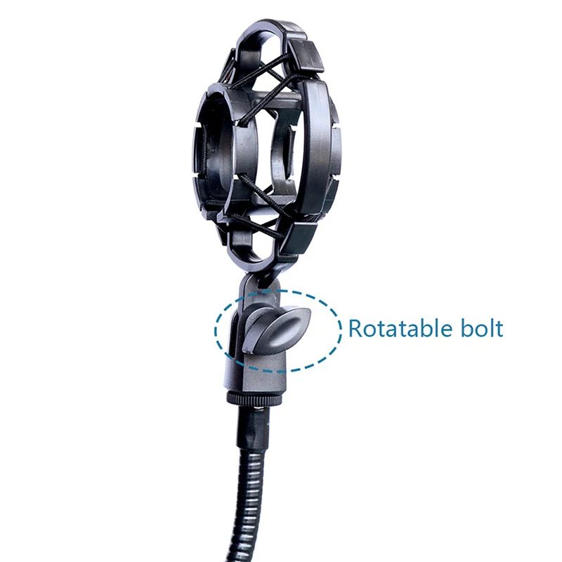 Universal Microphone Shock Mount, Professional Condenser Mic Holder with Anti Vibration Rubber Bands & Locking Knob