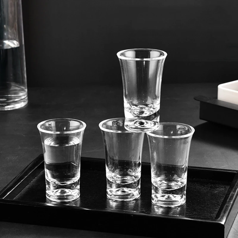 Baijiu Glass, Household Bullet Cup, Transparent Shot Glass, Thick Bottomed Vodka Cup, Classic Party Bar Liquor Goblet