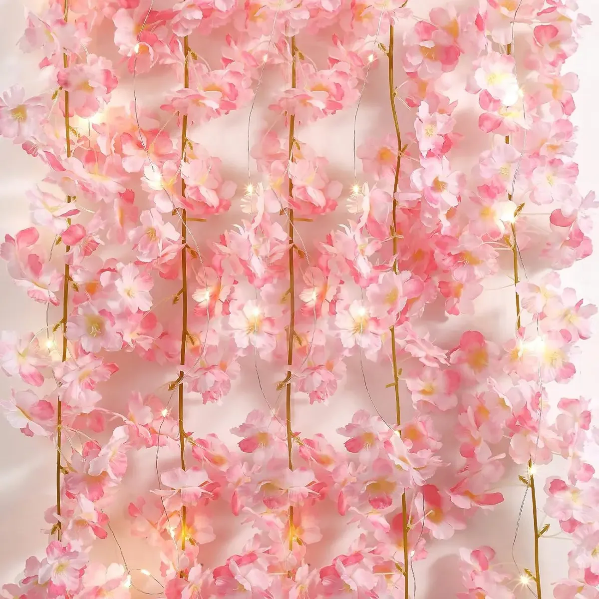 Cherry Blossom String Lights, Artificial Flower Garland with Fairy Lights, for Wedding, Party, Bedroom Decoration