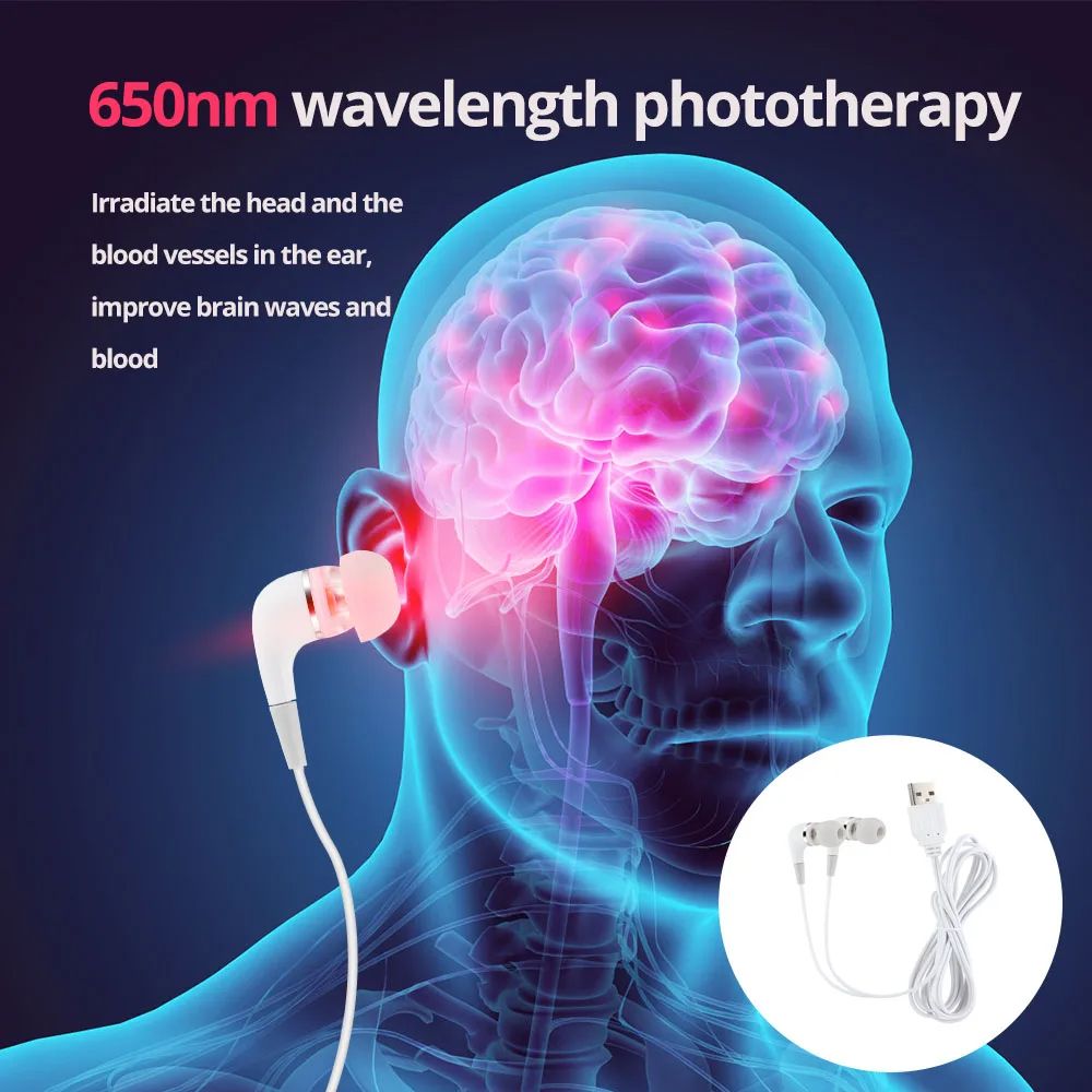 Tinnitus Ear Laser Therapy Device, LLLT Irradiation Laser Physiotherapy Earplug for Otitis Media, Deafness, Diabetes