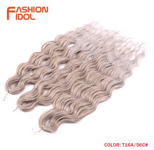 Anna Hair 24 Inch Loose Deep Wave Synthetic Crochet Braiding Hair Ombre Blonde Water Wave