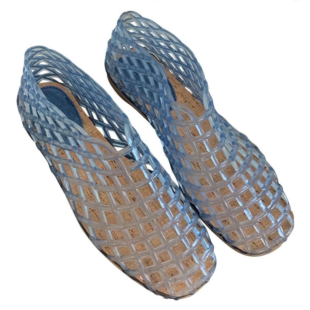Women Mesh Jelly Ballet Flats Hollow Square Toe Summer Beach Shoes