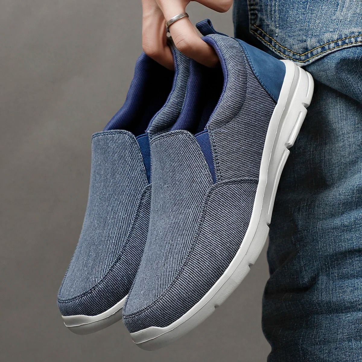 Mens Summer Canvas Slip On Sneakers Breathable Casual Loafers