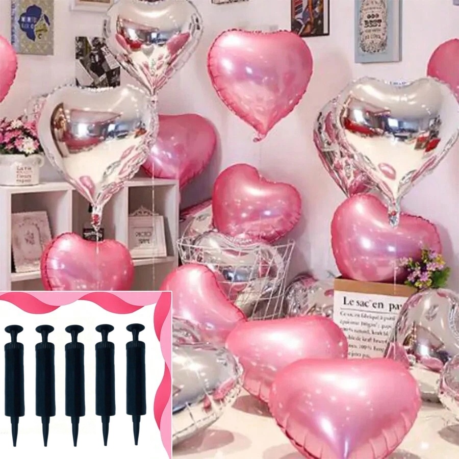 Hand Push Balloon Inflator Pump with Balloon Glue Dots for Wedding and Birthday Party Decoration Accessories