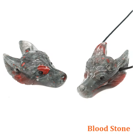 SpiritWolf Crystal Wolf Head Pendant – Hand-Carved Gemstone Necklace Charm