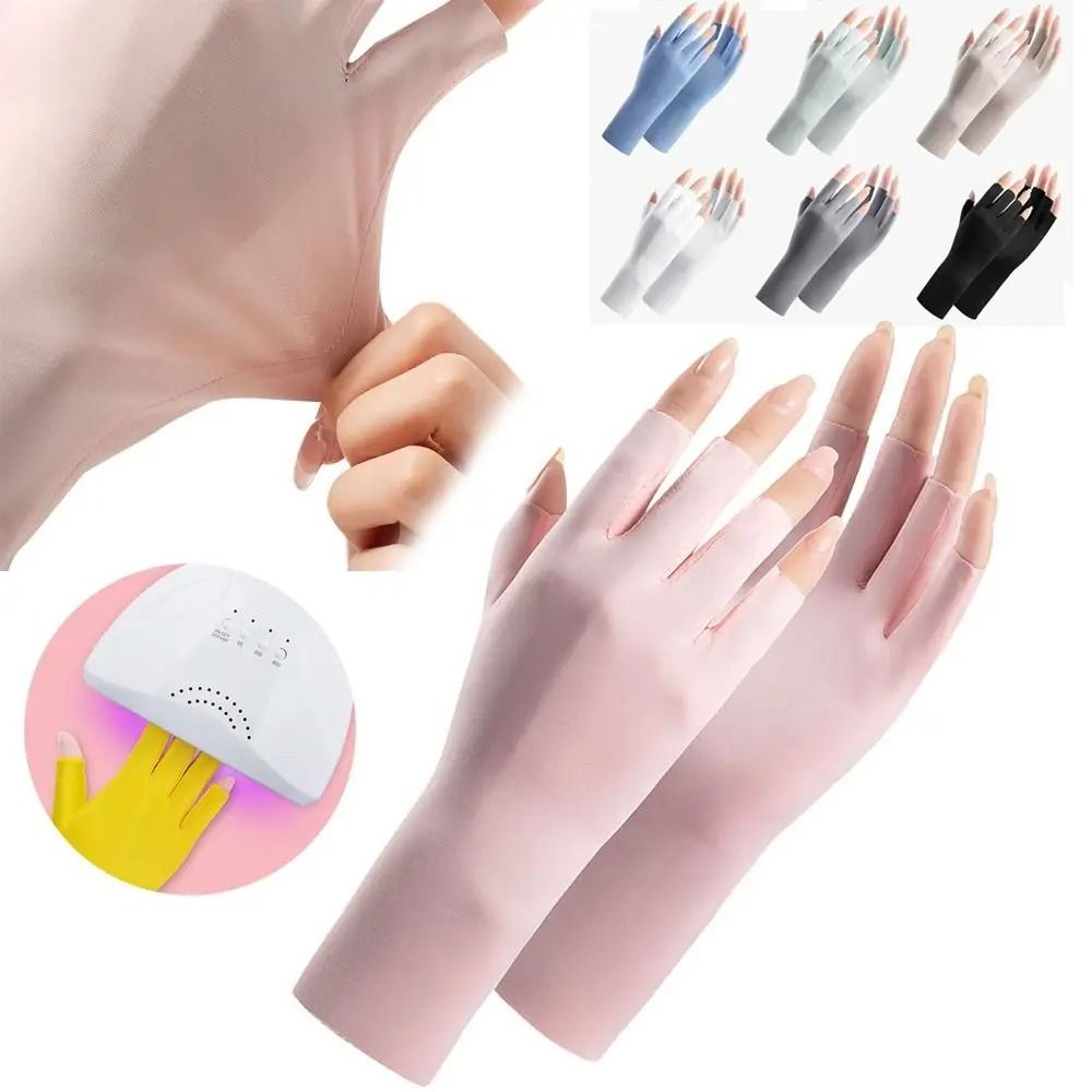 UV Protection Nail Art Gloves Open Finger Manicure Safety Gloves