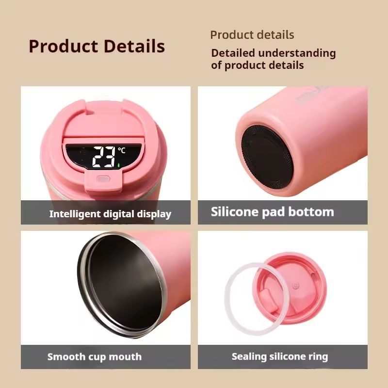 Intelligent Digital Temperature Display Travel Coffee Mug with Vacuum Insulation