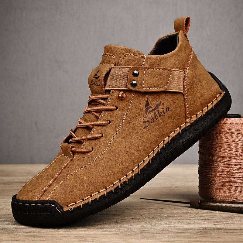 Handmade Leather Casual Men Shoes, Stylish Breathable Sneakers & Durable Outdoor Ankle Boots