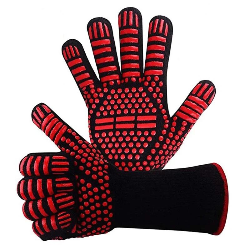 BBQ Gloves 1472F Extreme Heat Resistant Grilling Gloves Silicone Non-Slip Oven Mitts