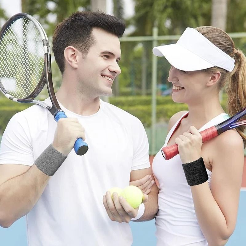 Breathable Cotton Wrist Sweatbands Set for Tennis Football Basketball Running Gym