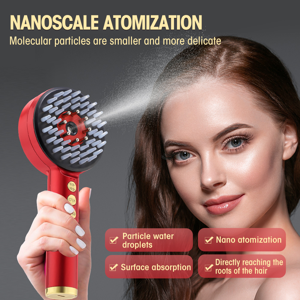 Red Light Laser Comb for Hair Follicle Hair, 3 Modes Electric Massage Comb Portable, Oil Applicator