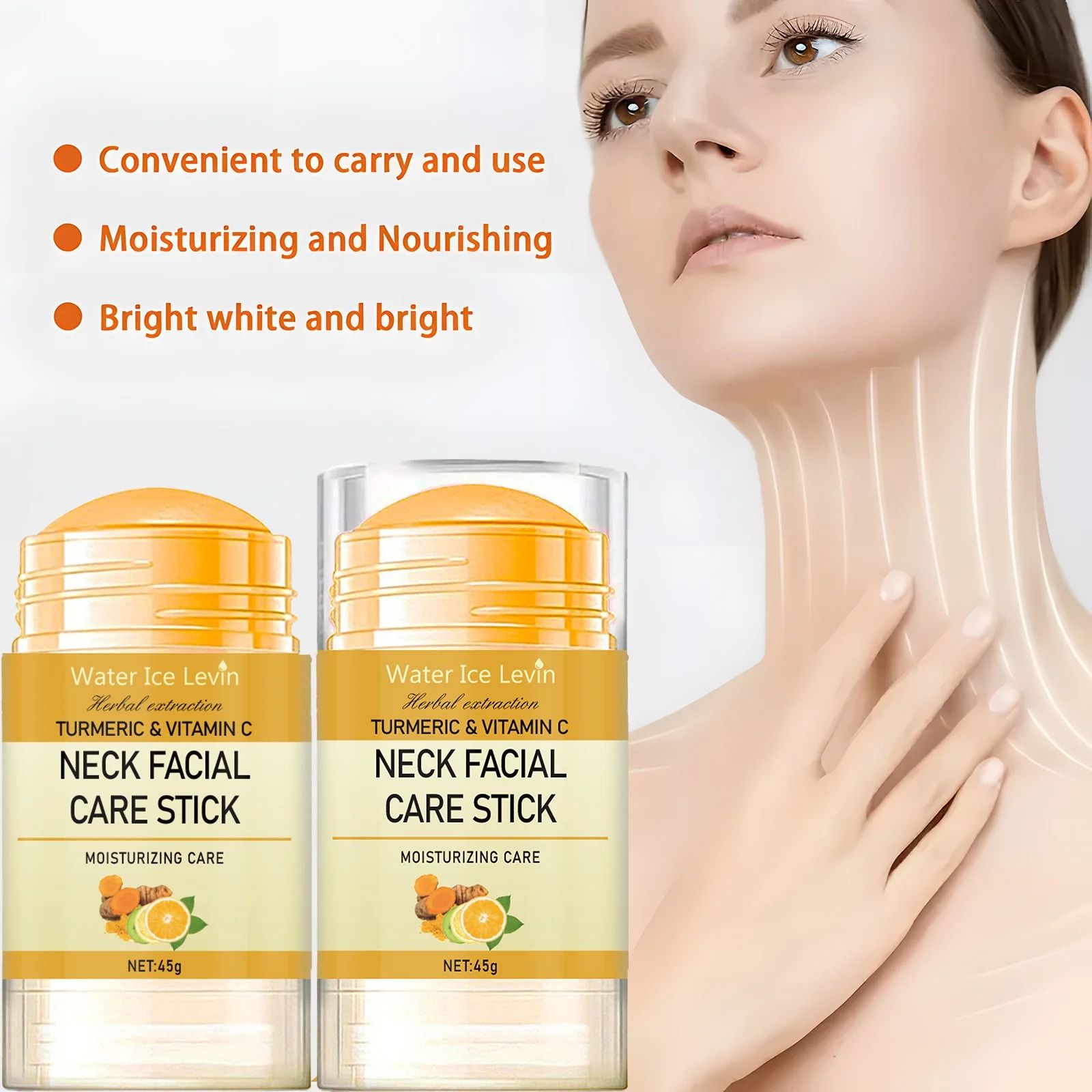 Turmeric Vitamin C Neck Facia Care Wrinkle Lines Lifting Whitening Tighten Double Chin Cream Stick
