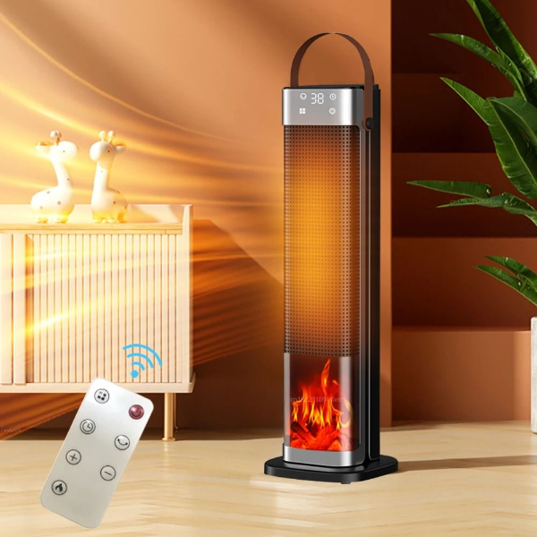Electric Heater with Portable Fast Heating Fan, Intelligent Digital Display Hot Air Blower, Remote Control Timer