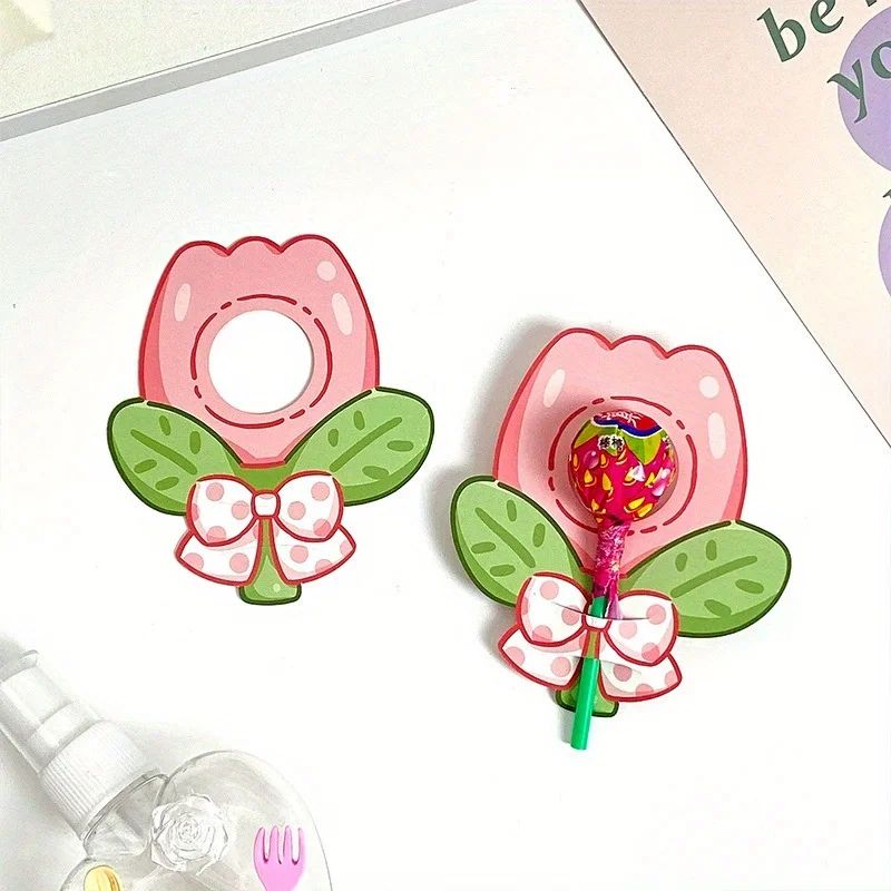 Flower lollipop cards Party Favor Decoration Inserts, 30-Piece Cute Cartoon Set
