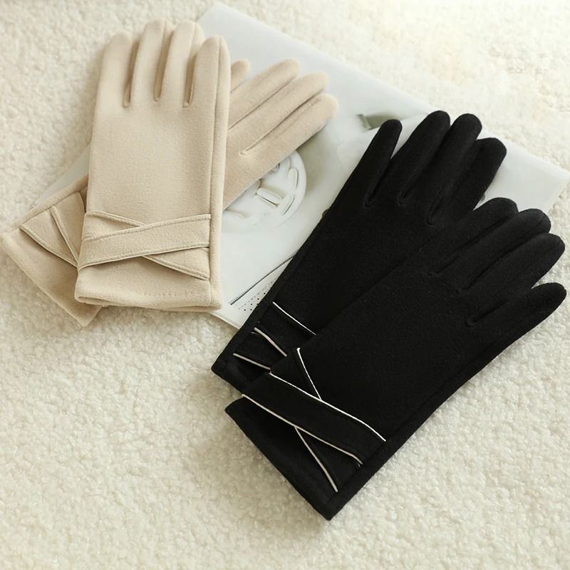 Women Winter Velvet Warm Gloves Windproof Cycling and Driving