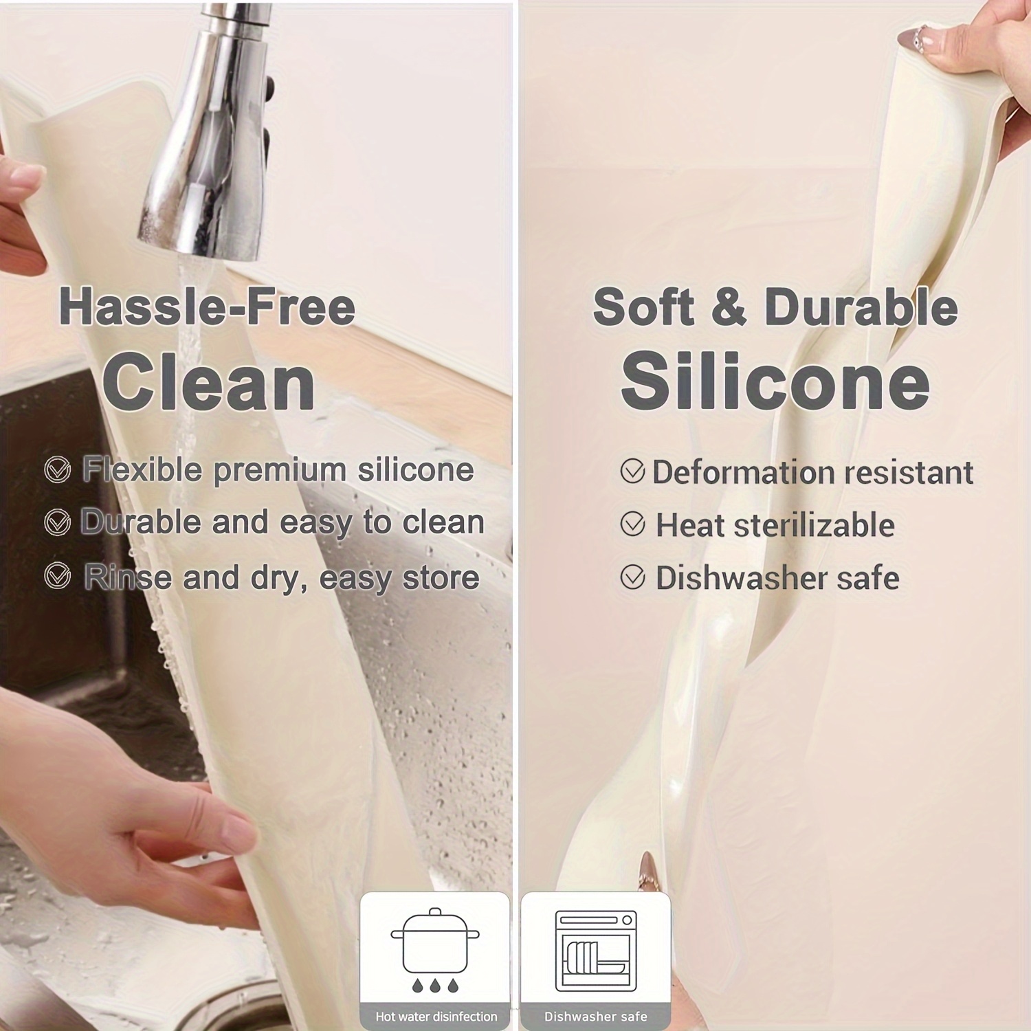 Silicone Sink Splash Guard, Waterproof Kitchen Baffle, Protects Clothes from Splashing Water When Washing Dishes and Veg