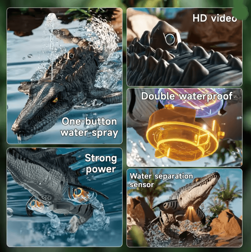 Aqua Mosasaurus RC Spray Water Dino Boat