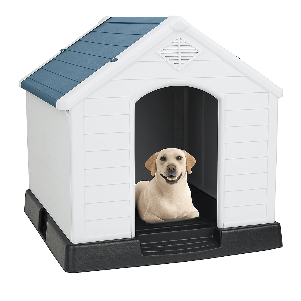 33 x 30 x 27.5 in Outdoor Plastic Dog House Weather Resistant Shelter for Small to Medium Dogs