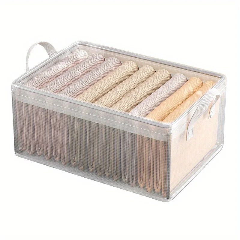 Transparent PVC Waterproof Storage Box with Solid Steel Frame – Underwear & Closet Organizer Basket
