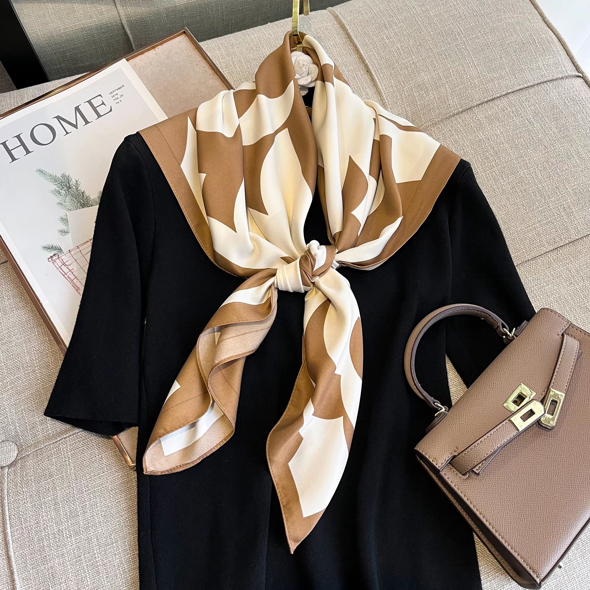 Luxury Satin Twill Square Scarf for Women – 35x35in Elegant Shawl, Headscarf & Neck Tie Bandana