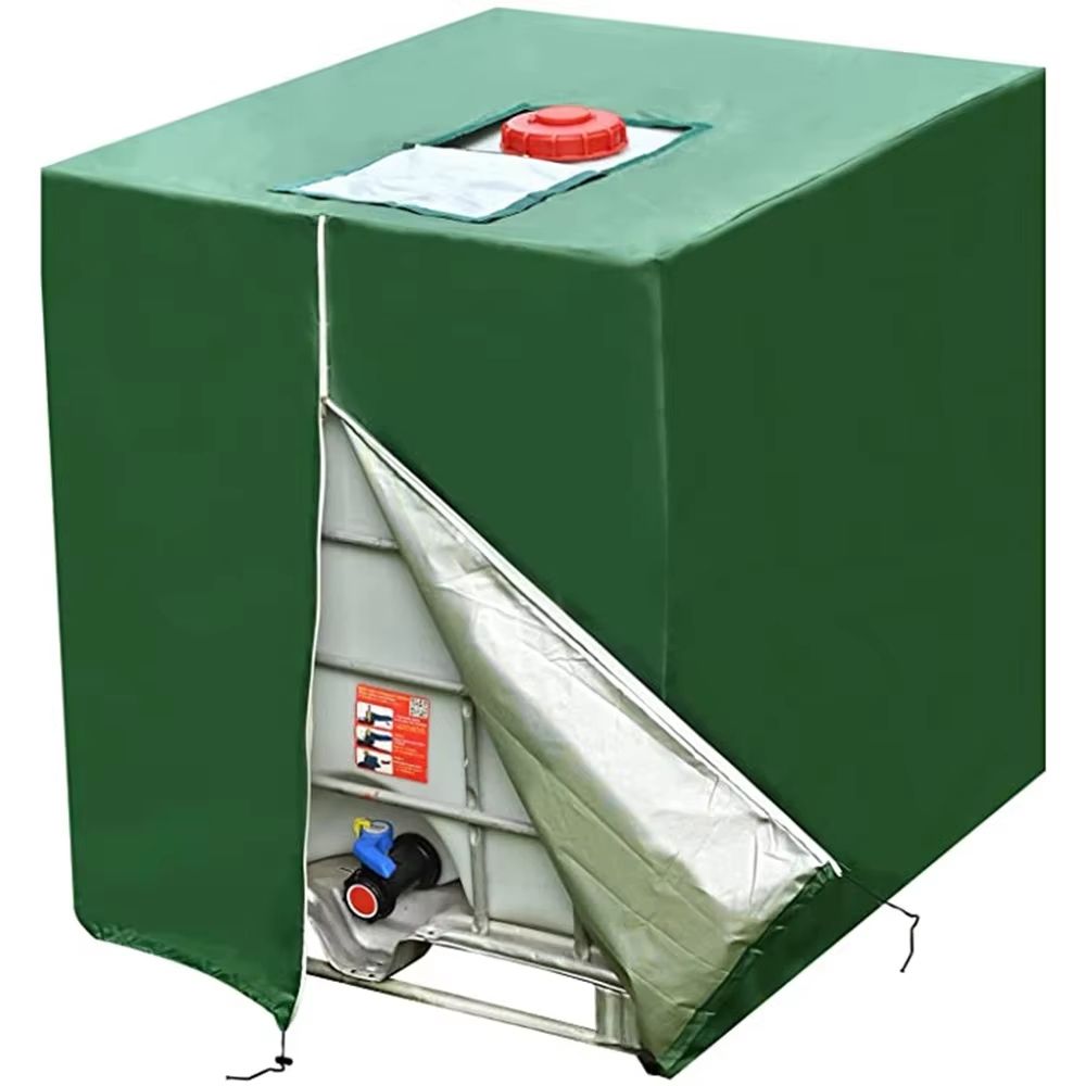 UV-Resistant Waterproof IBC Tank Cover with Zipper for 264 Gal (1000L) Water Storage Tanks