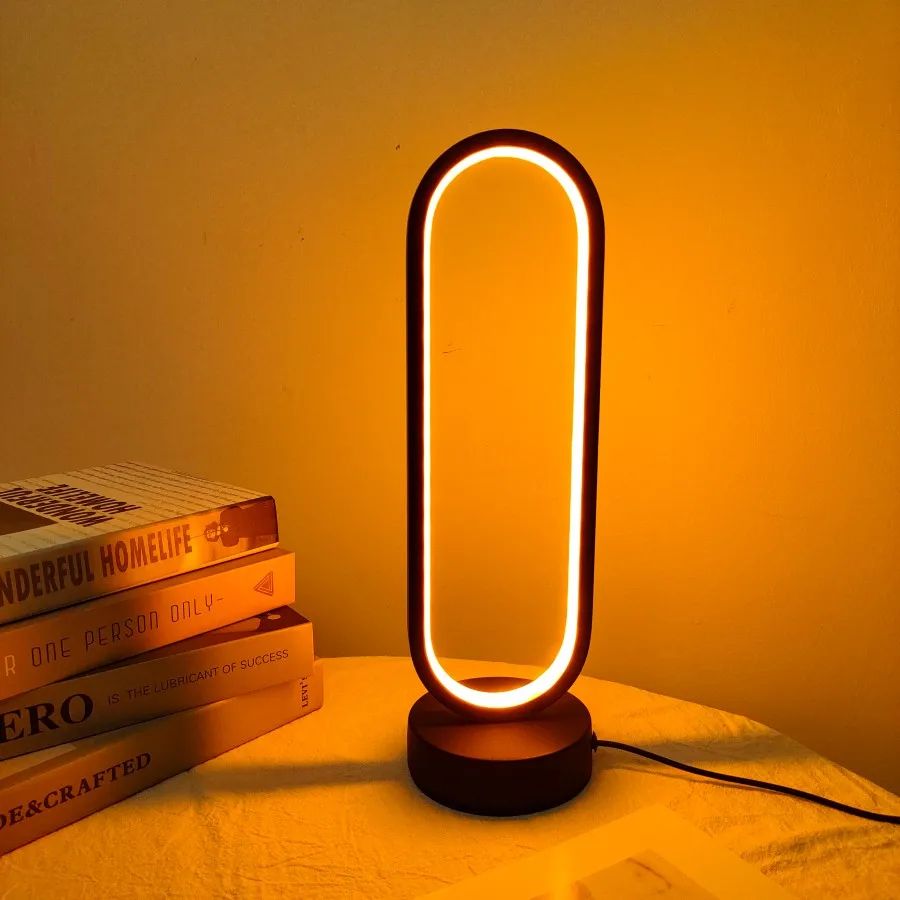 Modern Trilight LED Ring Bedside Lamp – Adjustable Ambience Night Light