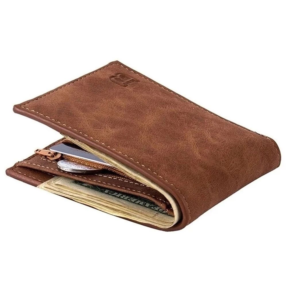 Slim Men Wallet with Zipper Coin Pocket & RFID-Ready Card Holder